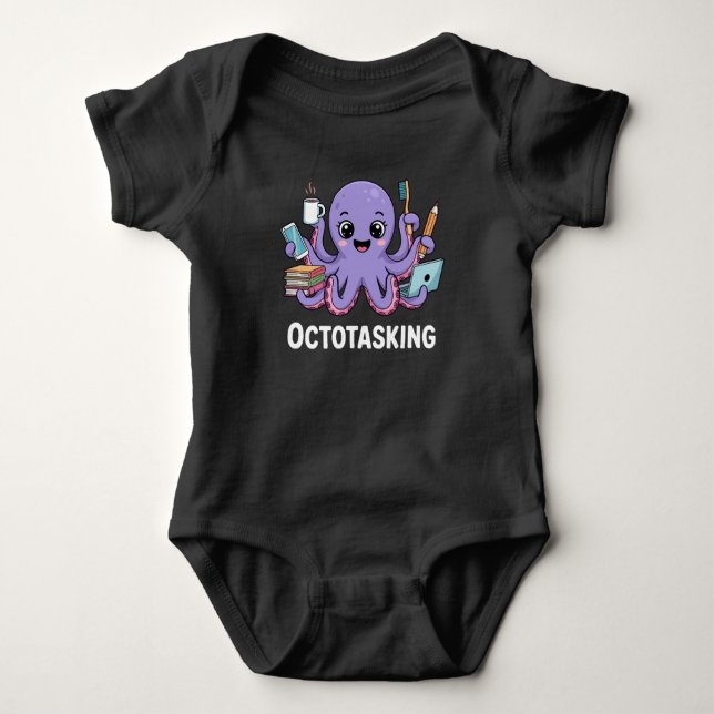 Octotasking Creature in Multitask Mode Baby Bodysuit (Front)