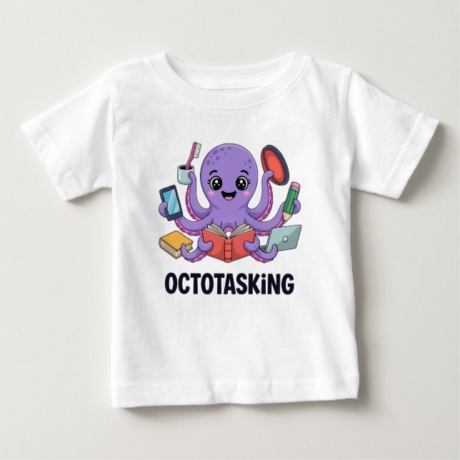 Octotasking Creature in Multitask Mode Baby T-Shirt (Front)
