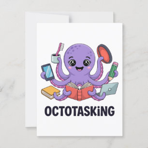 Octotasking Creature in Multitask Mode Postcard