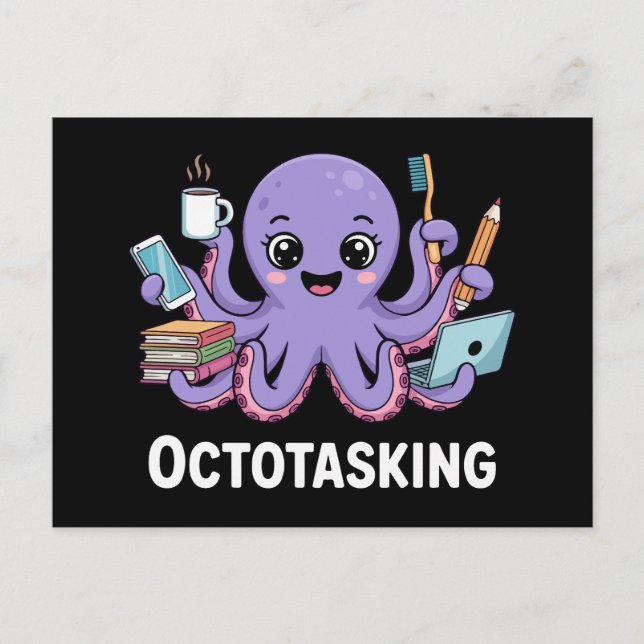 Octotasking Creature in Multitask Mode Postcard (Front)