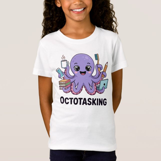 Octotasking Creature in Multitask Mode T-Shirt (Front)