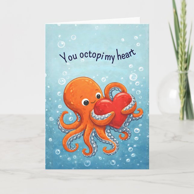 Octupus lover Cute Valentine Holiday Card (Front)