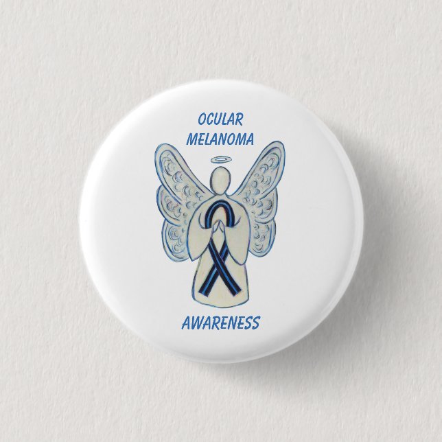 Ocular Melanoma Awareness Ribbon Angel Custom Pin (Front)