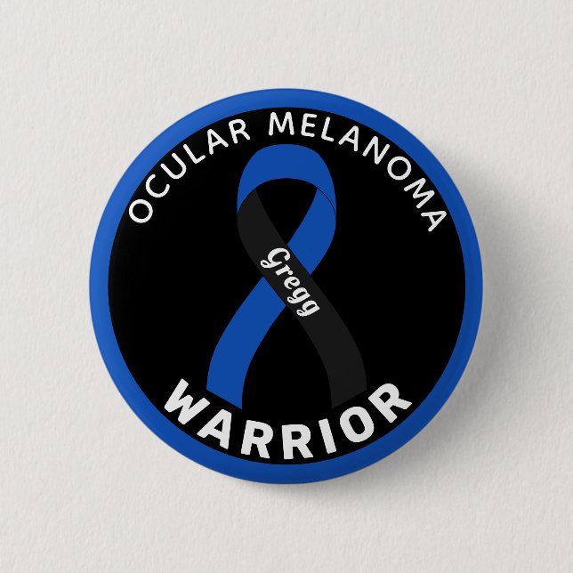 Ocular Melanoma Warrior Ribbon Black Button (Front)