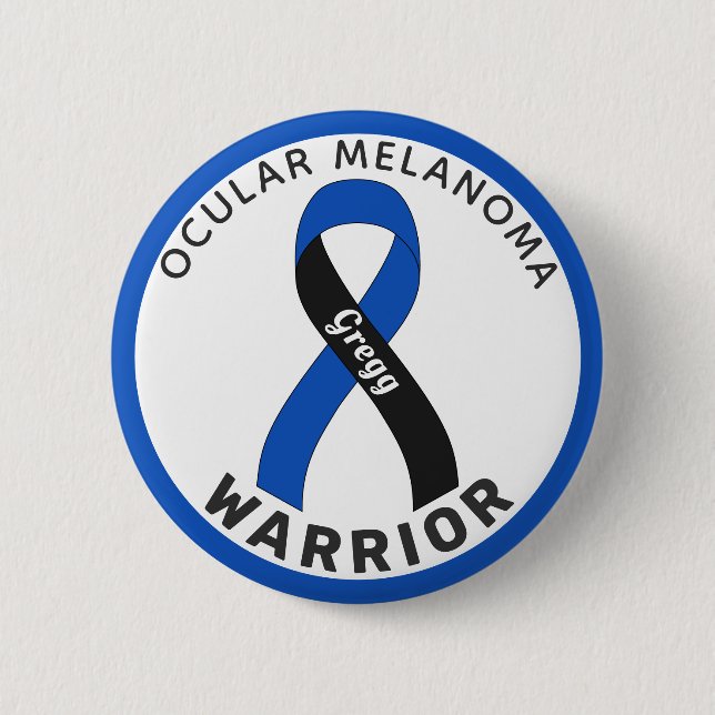Ocular Melanoma Warrior Ribbon White Button (Front)