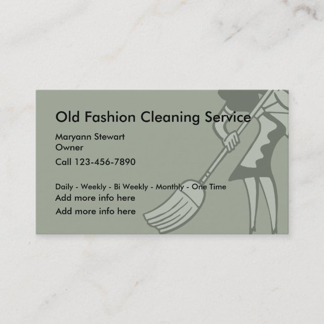 Od Fashioned Cleaning Service Business Cards (Front)