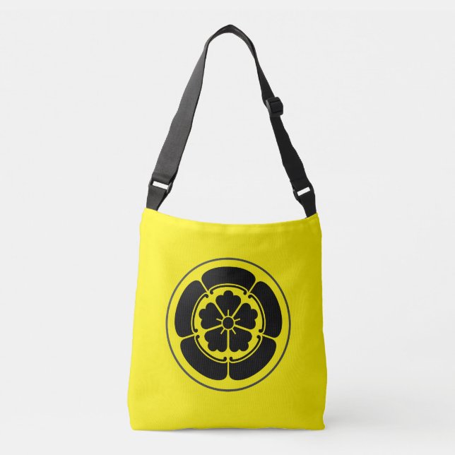 Oda Mon Japanese samurai clan black on yellow Crossbody Bag (Front)