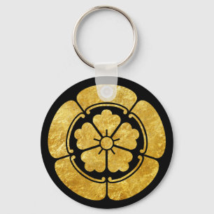 Oda Mon Japanese samurai clan faux gold on purple Key Ring
