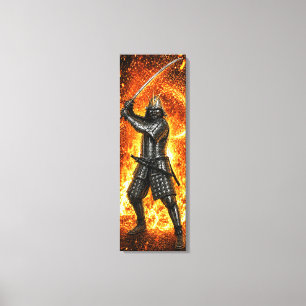 Oda Nobunaga Samurai Armor Fire 12x36 Canvas Print