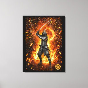 Oda Nobunaga Samurai Armor Fire 30x40 Canvas Print