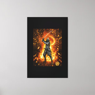 Oda Nobunaga Samurai Armor Fire 40x60 Canvas Print