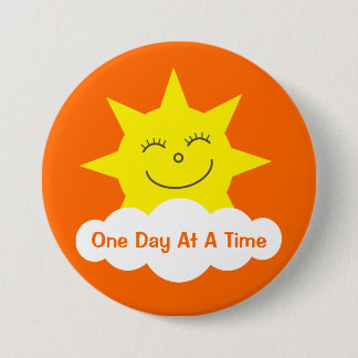 ODAAT Happy Cartoon Sun Customisable Orange 7.5 Cm Round Badge