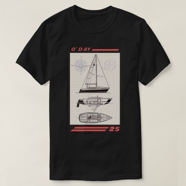 Oday 25 Sailboat Line Drawing  T-Shirt (Design Front)