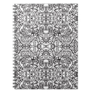 Odd Doodle art creatures in a crazy pattern design Notebook