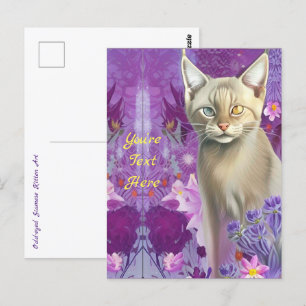Odd Eyed Siamese Kitten in pink Postcard