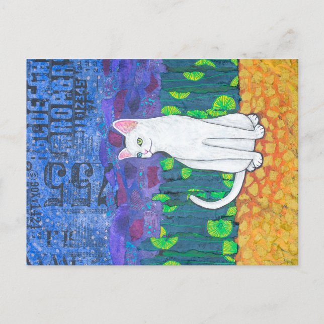 Odd Eyed White Cat Postcard (Front)