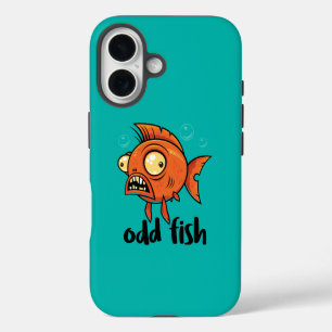 Odd Fish Quirky Funny Orange Goldfish Cartoon iPhone 16 Case