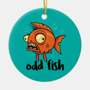 Odd Fish Quirky Funny Orange Goldfish Cartoon Ceramic Tree Decoration
