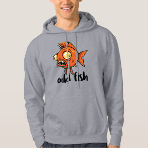 Odd Fish Quirky Funny Orange Goldfish Cartoon Hoodie