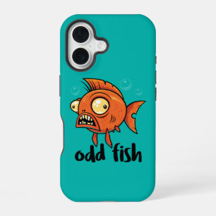 Odd Fish Quirky Funny Orange Goldfish Cartoon iPhone 16 Case