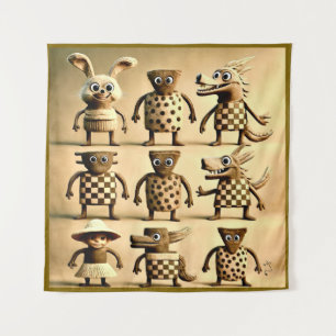 Odd Friends – Chequered & Dots Creature Family Pos Tapestry