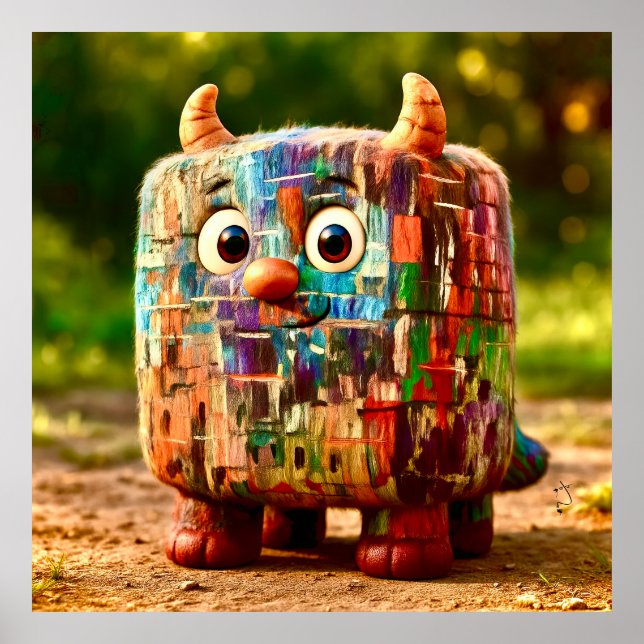 Odd Friends – Patchwork Cube Monster Poster (Front)