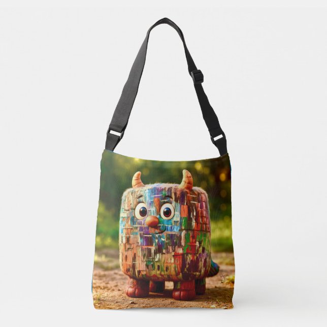 Odd Friends – Patchwork Cube Monster Poster Crossbody Bag (Front)