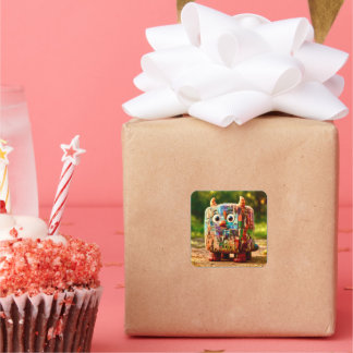 Odd Friends – Patchwork Cube Monster Poster Square Sticker