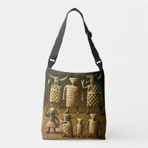 Odd Friends – Tribal Chequered & Dots Poster Crossbody Bag