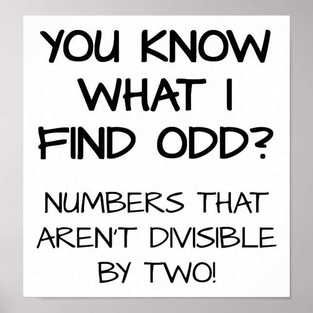 Odd Numbers Funny Poster (Front)