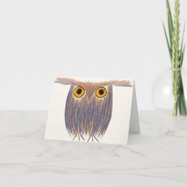Odd Owl Watercolor ~ Note card (Front)