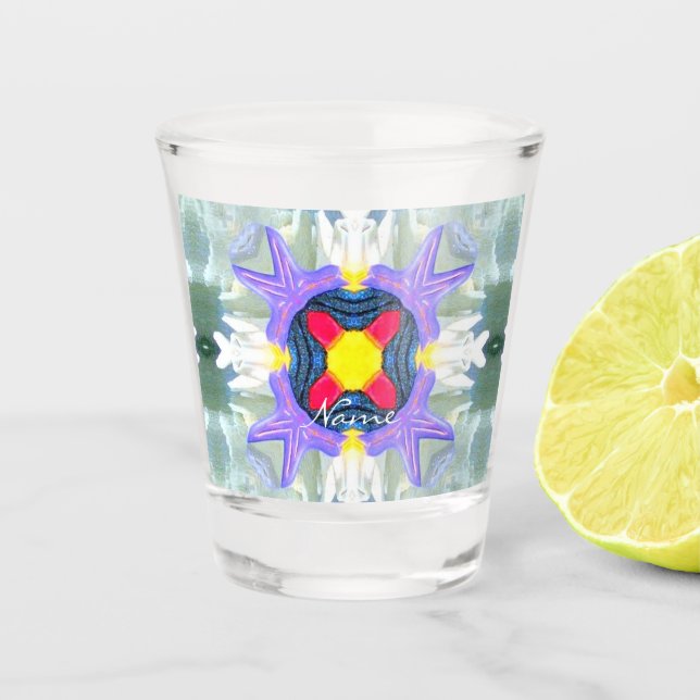 Odd Shaped Multi-coloured Design Thunder_Cove Shot Glass (Front)