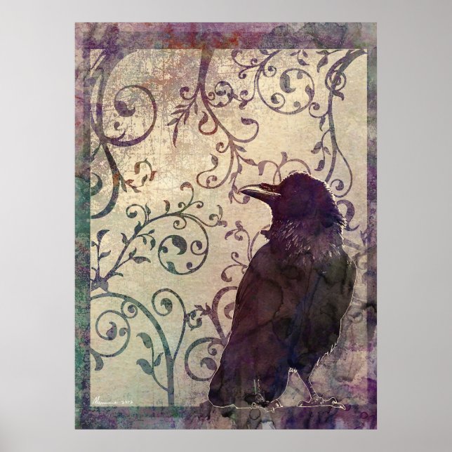 Odd Thoughts Surreal Watercolor Ink Stain Art Poster (Front)