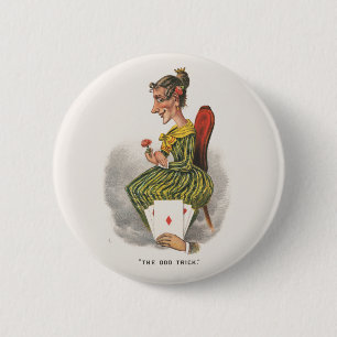 Odd Trick Victorian Caricature Striped Dress Woman 6 Cm Round Badge