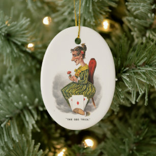 Odd Trick Victorian Caricature Striped Dress Woman Ceramic Tree Decoration