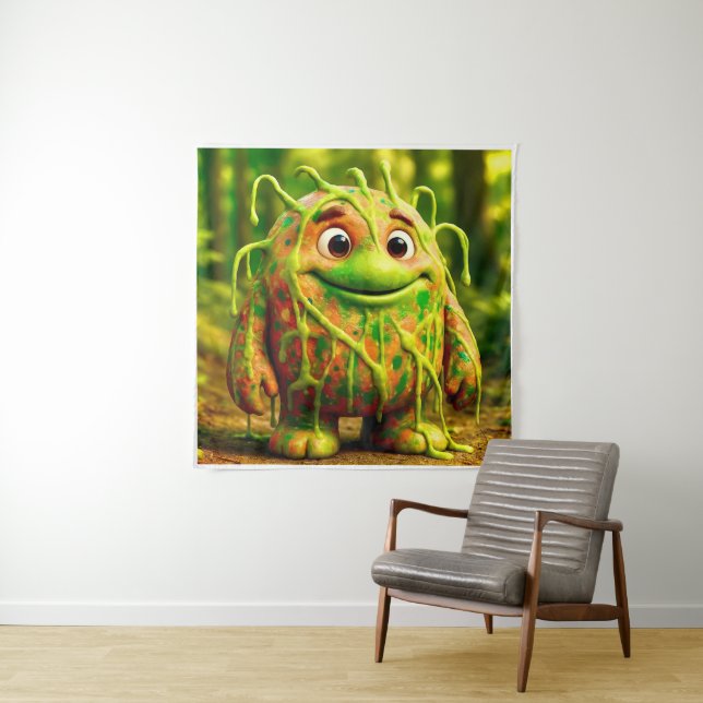 OddFriends – Gooey Green Monster Poster Tapestry (In Situ)