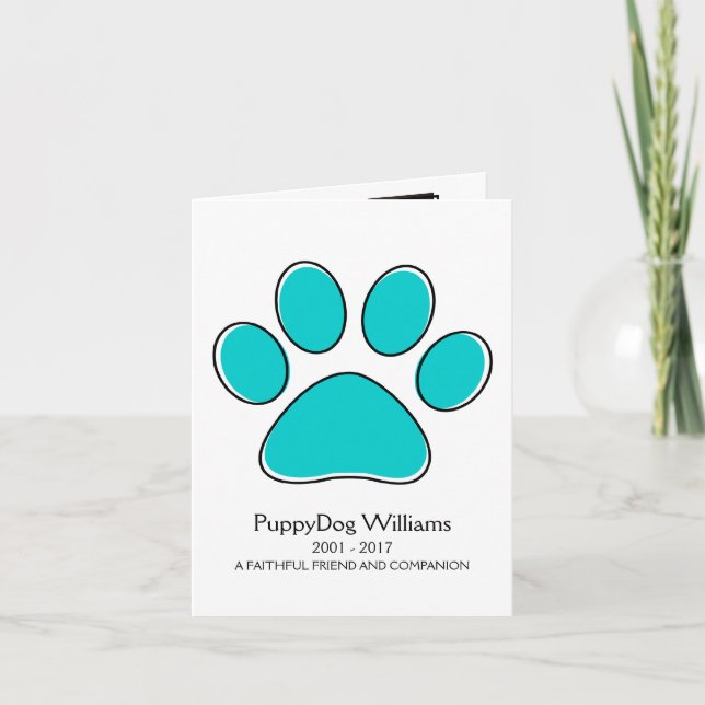 oddRex paw pet loss memorial card (Front)
