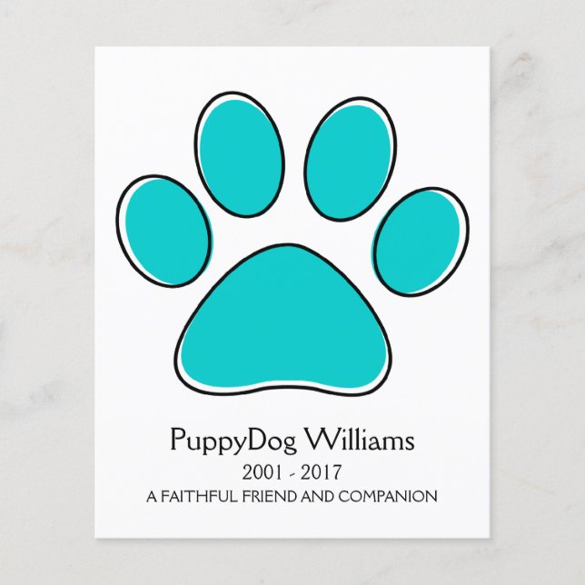 oddRex paw pet loss memorial card (Front)