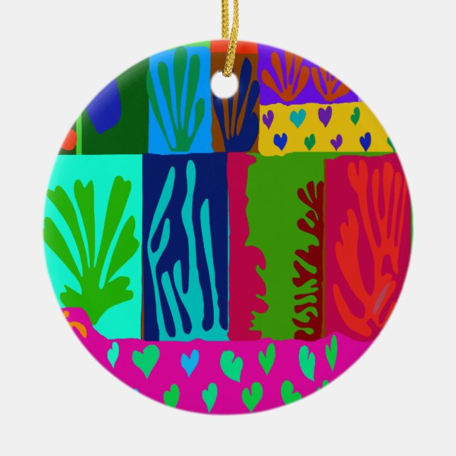 Ode to Matisse Collage Ceramic Tree Decoration (Front)