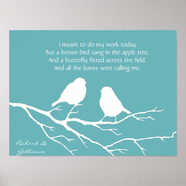 Ode to Spring Poem with Little Bird Silhouette Poster (Front)