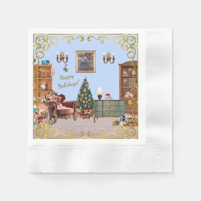 Ode to The Nutcracker Ballet Blue Napkin (Front)