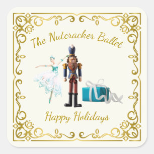 Ode to The Nutcracker Ballet Blue Square Sticker