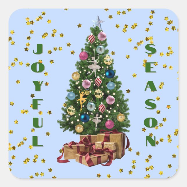 Ode to The Nutcracker Ballet Blue Tree Square Sticker (Front)