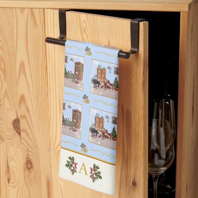 Ode to The Nutcracker Blue Scene Ivory Accent Tea Towel (Thirds Fold)