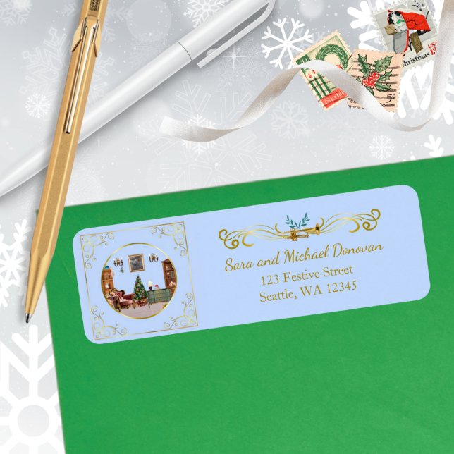 Ode to The Nutcracker Blue Tile Address Label (Creator Uploaded)