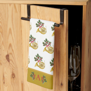 Ode to The Nutcracker French Horn Gold Accent Tea Towel