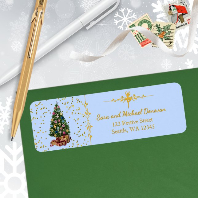 Ode to The Nutcracker Tree Blue Address Label (Creator Uploaded)
