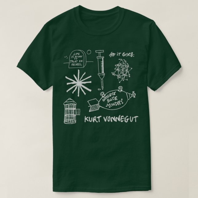 Ode to Vonnegut Pattern WhiteGreen  T-Shirt (Design Front)