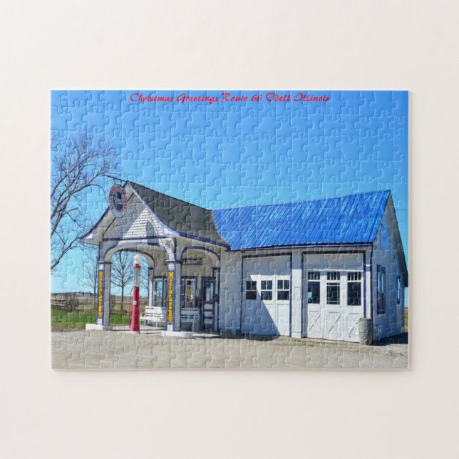 Odell Illinois route 66. Christmas Greetings Jigsaw Puzzle (Horizontal)
