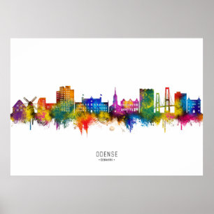 Odense Denmark Skyline Poster